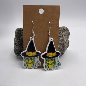 Halloween Earrings Witch Hat Acrylic Dangle Hook Jewelry Gifts Fun Party Wizard